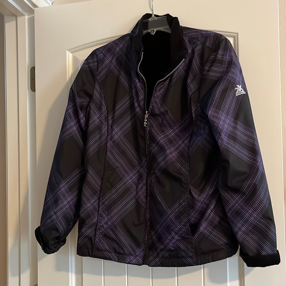 ZERO XPOSUR BLACK PURPLE PUFFER JACKET COAT - MEDIUM